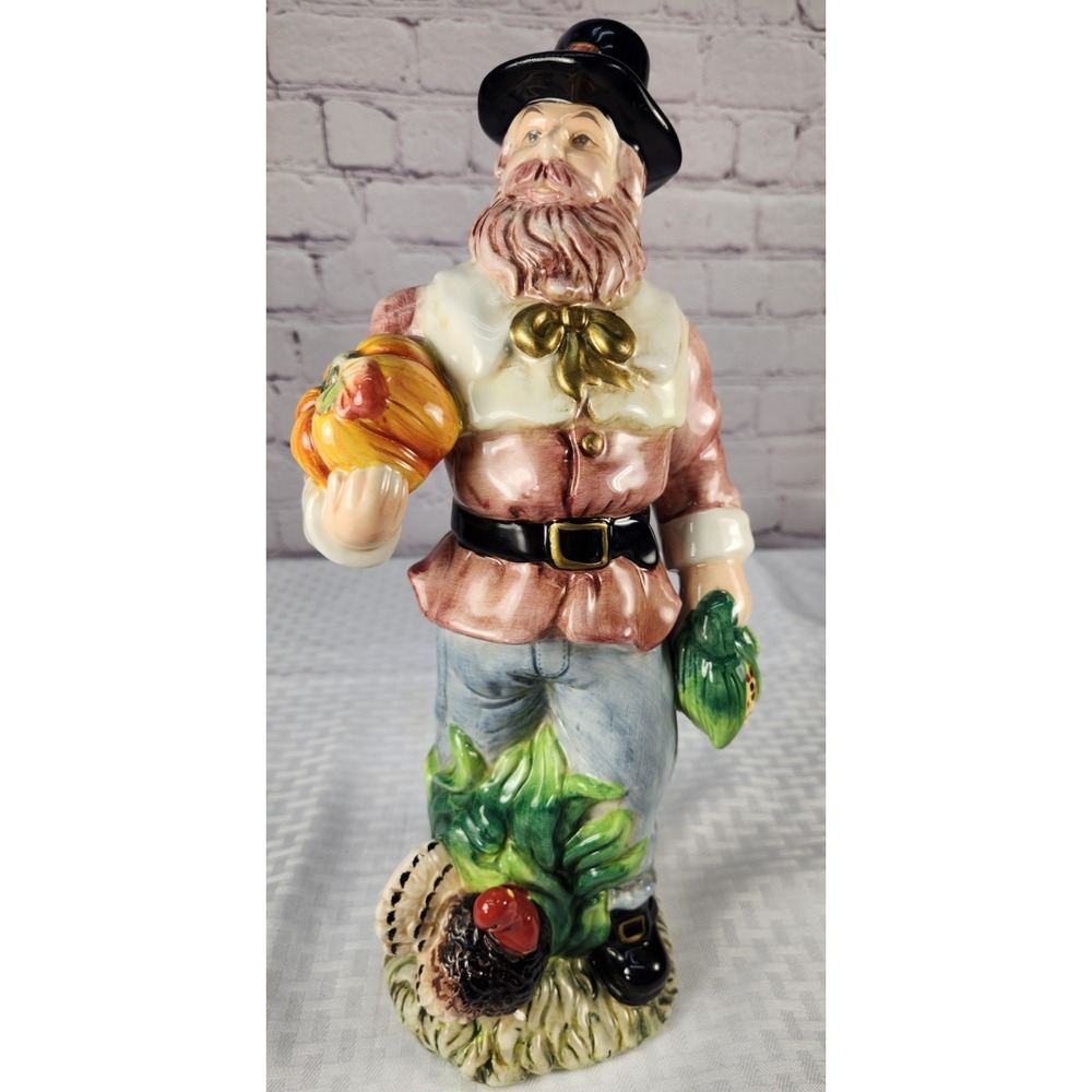 Kaldun & Bogle Pilgrim Figurine Thanksgiving Give Thanks Turkey Vegetables Corn